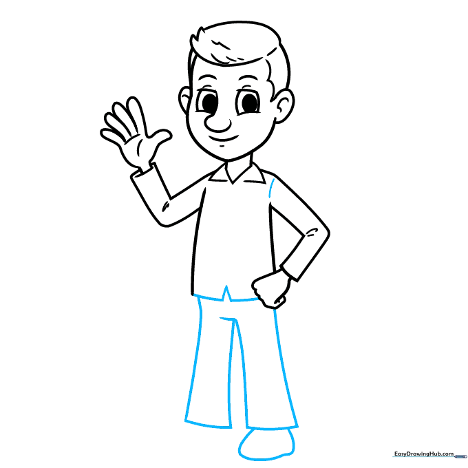 Full body outline including legs and shoes.