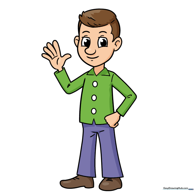 Finished, colored cartoon man illustration.