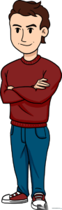 A friendly cartoon man character standing with arms crossed, ready for coloring.