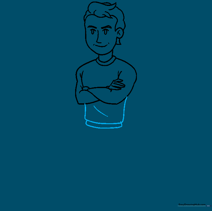 Torso outline with shirt hem details.