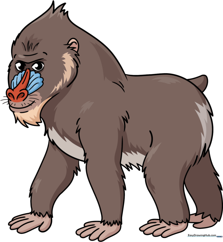 A colorful, finished mandrill drawing displayed as a featured art project.