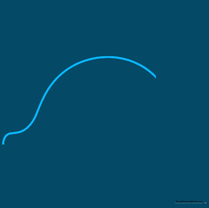 Pencil outline of a single curved mango side on a white background.
