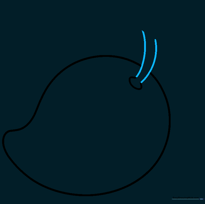 Mango drawing with a defined stem extending from the top.