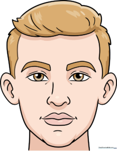 A completed, colored portrait of a man's face, showcasing the final result of the tutorial.