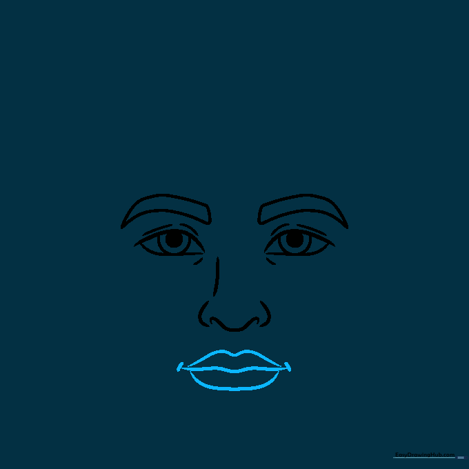 Drawing a simple mouth with defined lips and corner details.