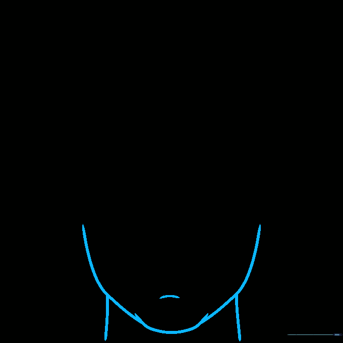 Outlining the jaw, chin, and neck to frame the facial features.
