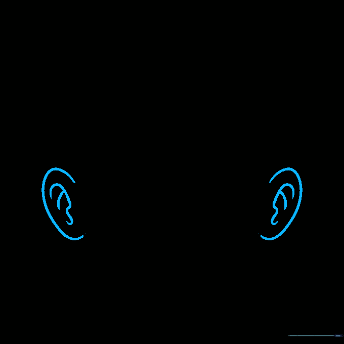 Adding C-shaped ears to the sides of the head.
