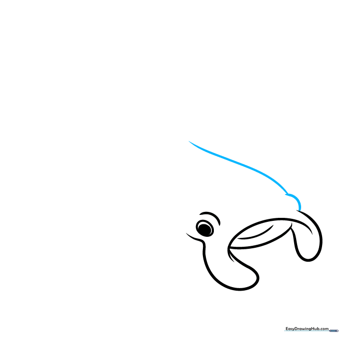 Drawing the main body curve extending from the head of the manta ray.