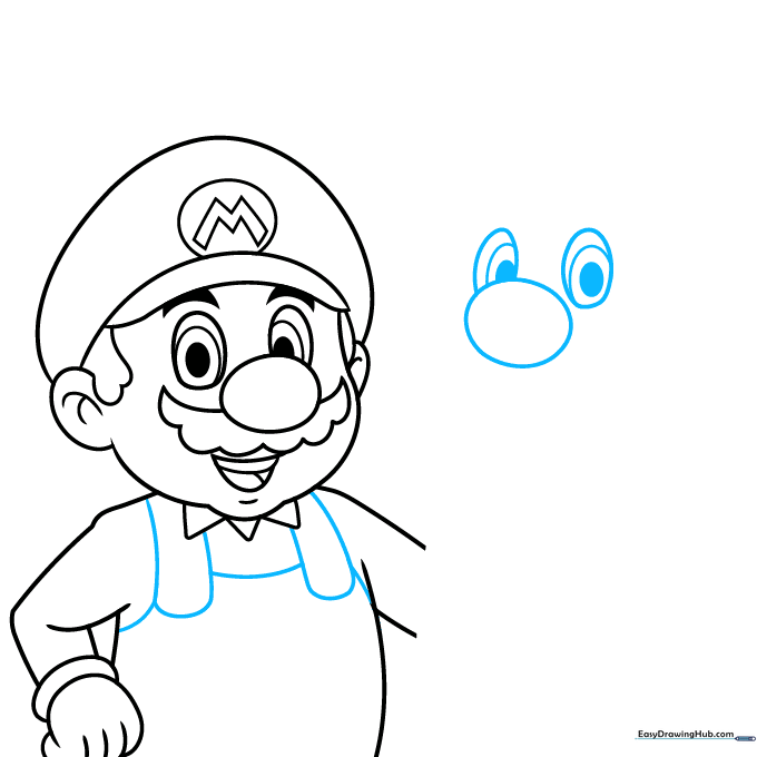 Adding overalls to Mario and beginning the construction of Luigi's face.