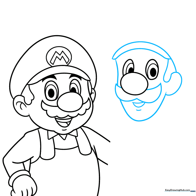 Detailing Luigi's facial expressions, including his mustache and hat brim.