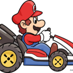 A vibrant, finished illustration of Mario driving a racing kart, serving as the guide's cover.