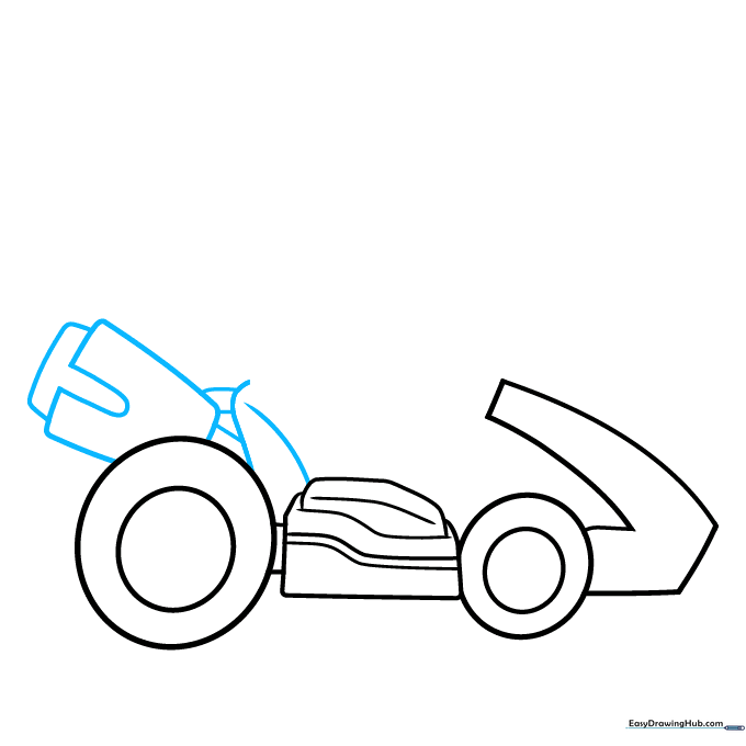 Adding the engine block and seat structure behind the driver's position.