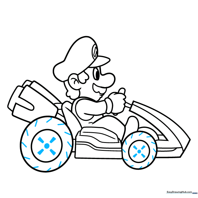 Drawing tread patterns on the tires for a realistic racing look.