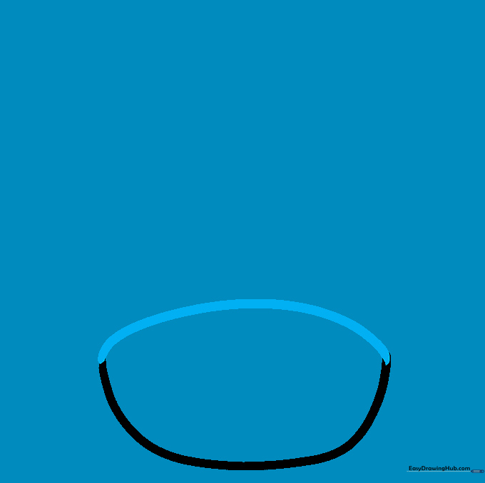 The completed outline of the mushroom stem, appearing as a rounded, enclosed shape.