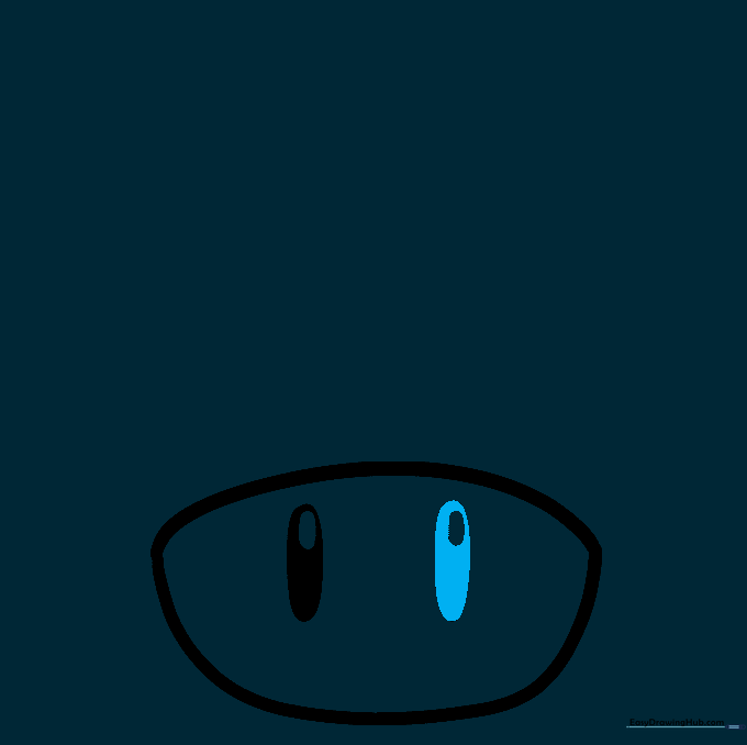 Two identical, shaded eyes drawn side-by-side on the mushroom stem.