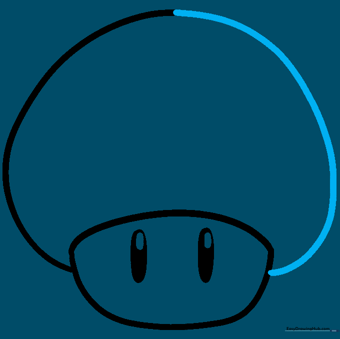 The completed dome shape of the mushroom cap sitting atop the stem.