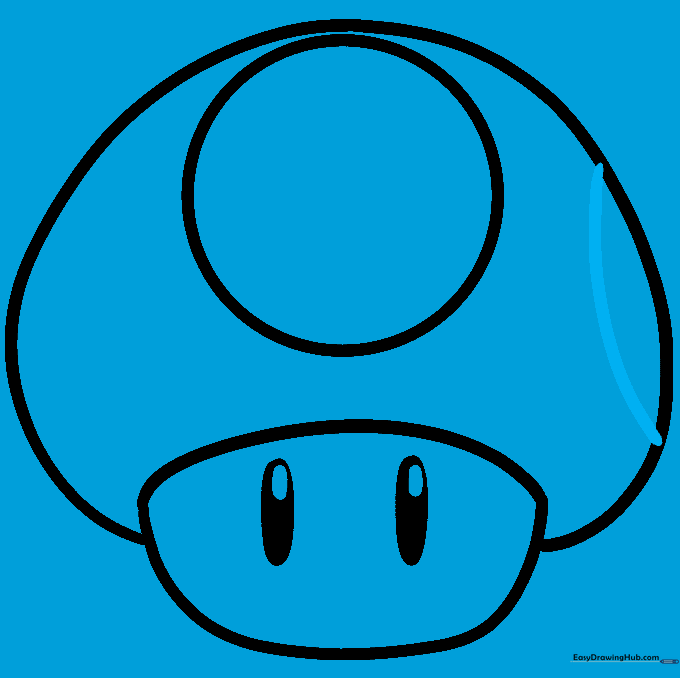 A partial spot drawn on the left side of the mushroom cap.