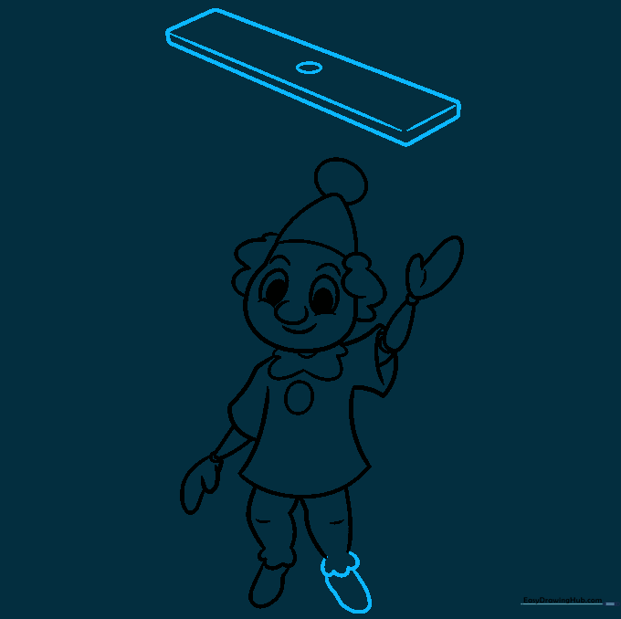 Adding the wooden control bar above the puppet's head.