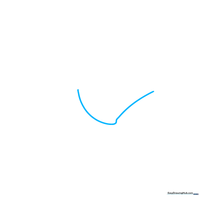 Pencil sketch showing an L-shaped curved line as the base of a marshmallow.