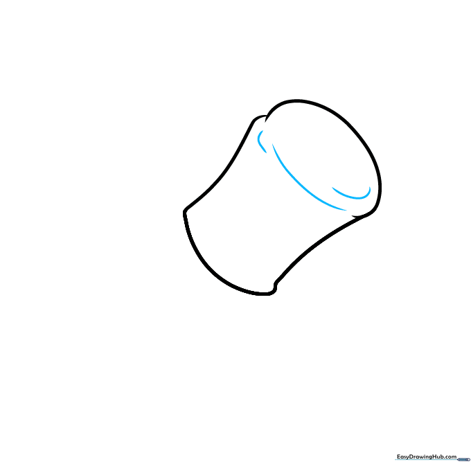 Adding curved lines to the top surface to create a 3D cylindrical effect.