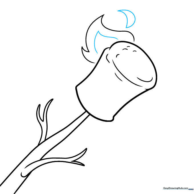 Adding a small wisp of flame to complete the fire effect.