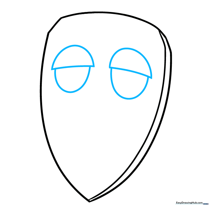 Adding two semicircular eye sockets to the center of the mask face.