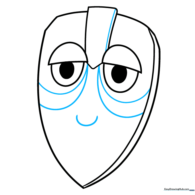 Detailing the nose bridge and upper cheek lines on the mask.