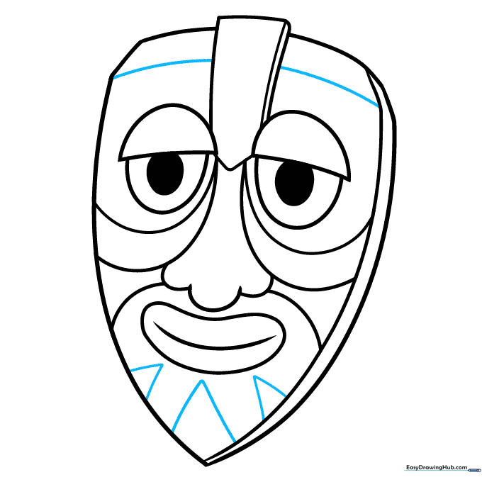 Adding chin triangles and a top border to the mask.