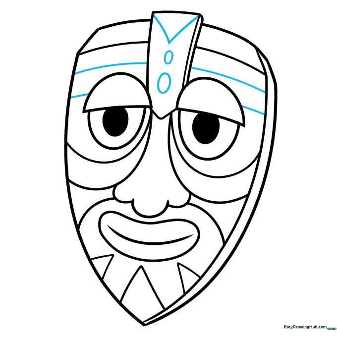 Adding geometric patterns to the forehead area of the mask.