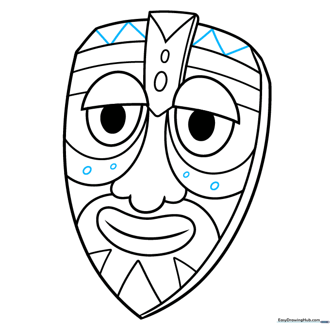 Adding final geometric patterns to the forehead and cheeks.