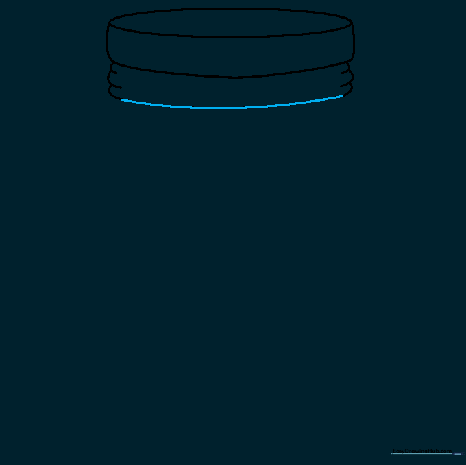 A curved line drawn across the neck area to connect the sides of the jar.