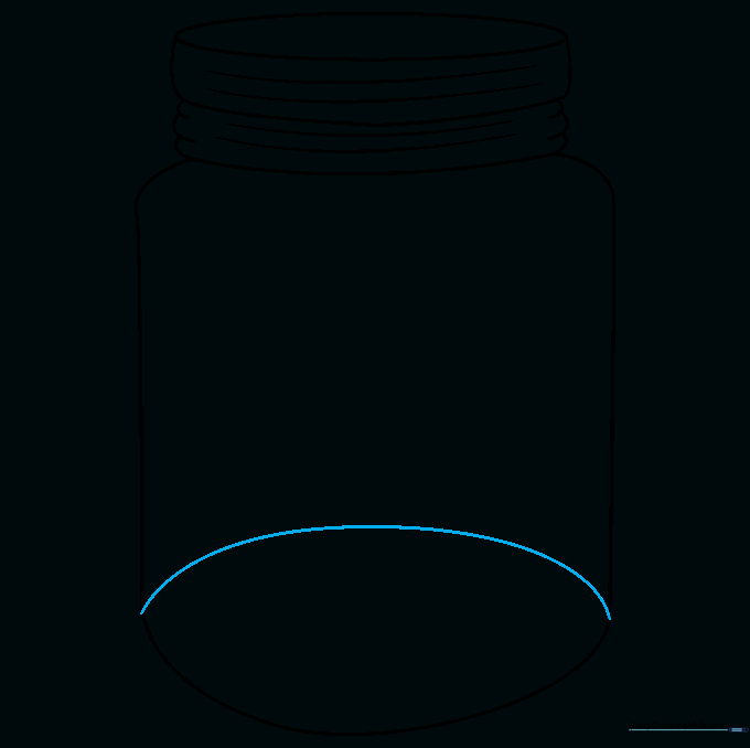A curved line at the bottom of the jar creating a rounded base.