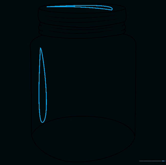 The completed line art of the mason jar with all construction lines erased.