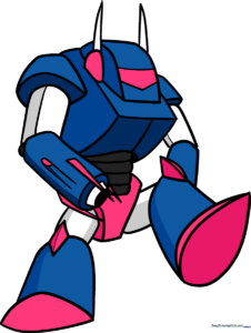 Vibrant, finished drawing of a futuristic mecha robot.