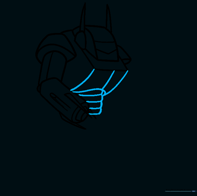 Sketch of the robot torso connected to the head with neck details.