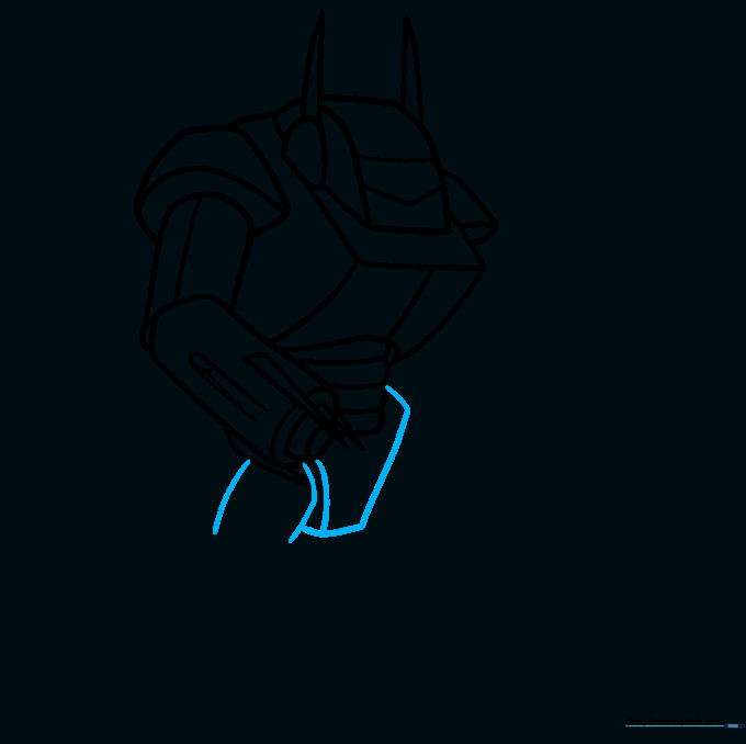 Sketch showing the robot hip structure and the beginning of the upper leg.