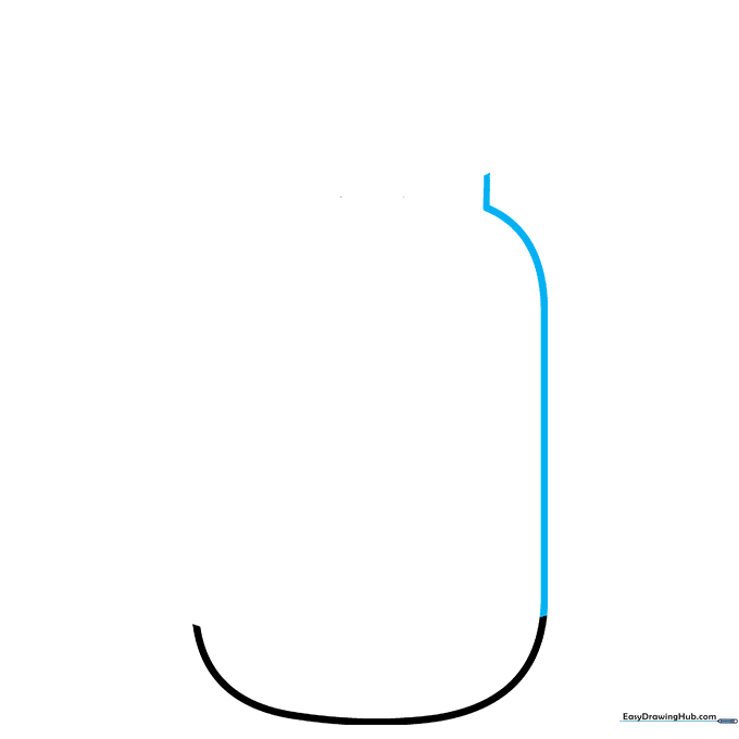 The left side of the medicine bottle body and neck drawn with a smooth curve.