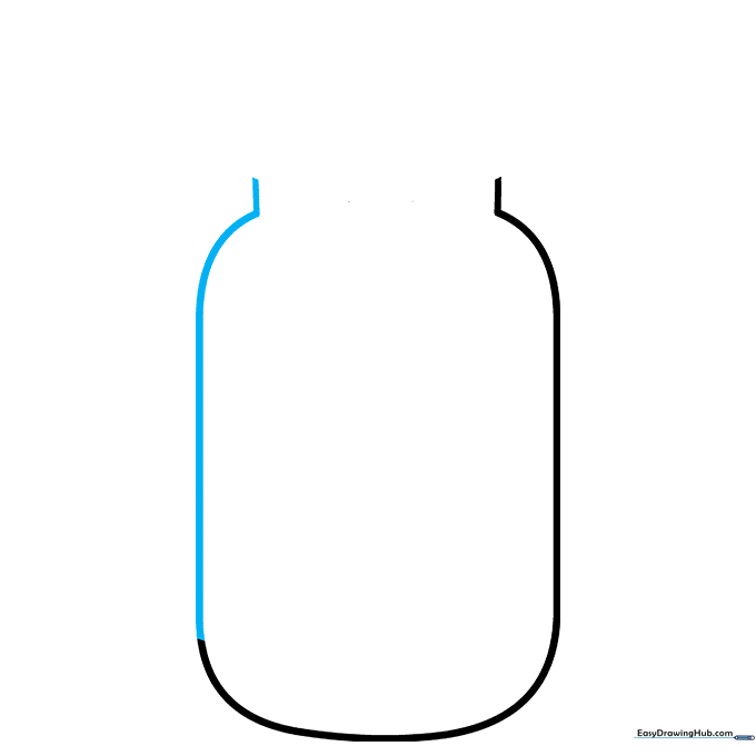 The complete outline of the medicine bottle body and neck showing symmetrical sides.