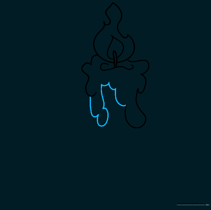 Drawing showing the wax drips connected to form a solid top layer.