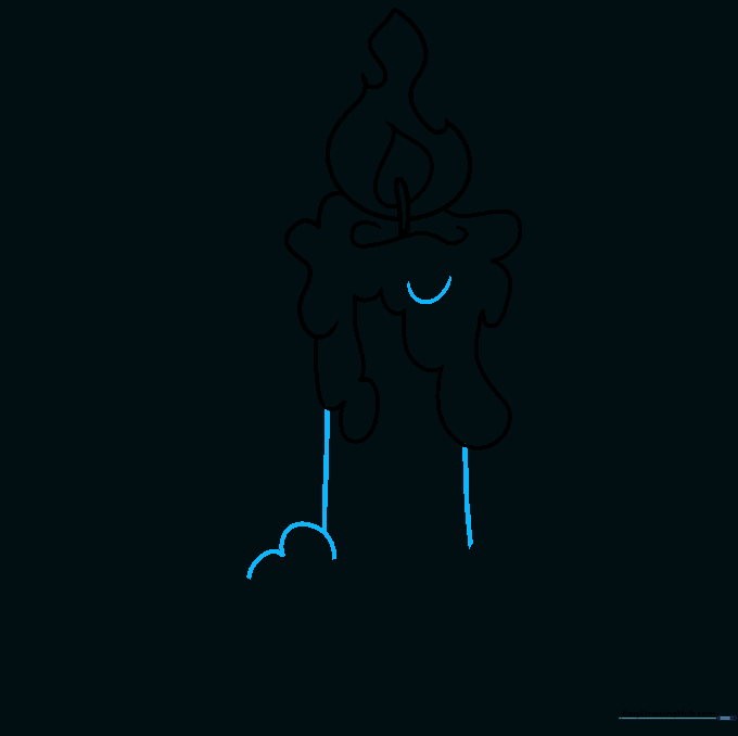 Drawing showing the vertical body of the candle and added texture lines.