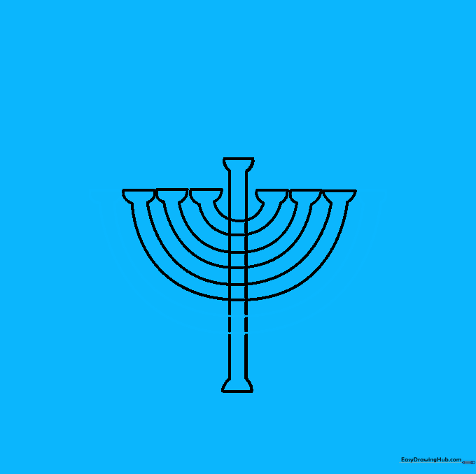 Adding the final outer arms to the menorah structure.