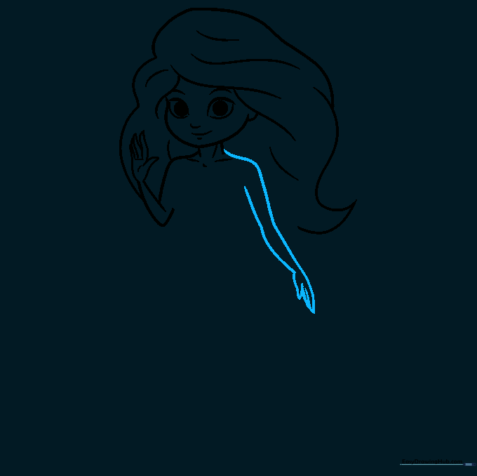 Drawing the second arm to match the first, completing the upper body.