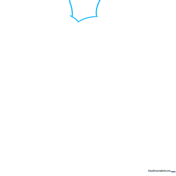Pencil sketch showing the initial curved pentagon shape for the mermaid waist and upper tail.