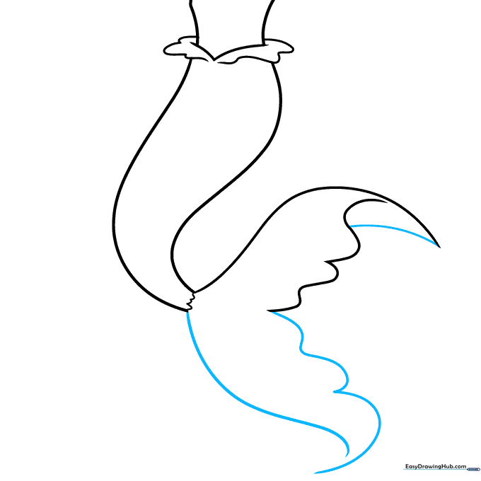 Adding the second side of the tail fin to create a balanced, symmetrical shape.