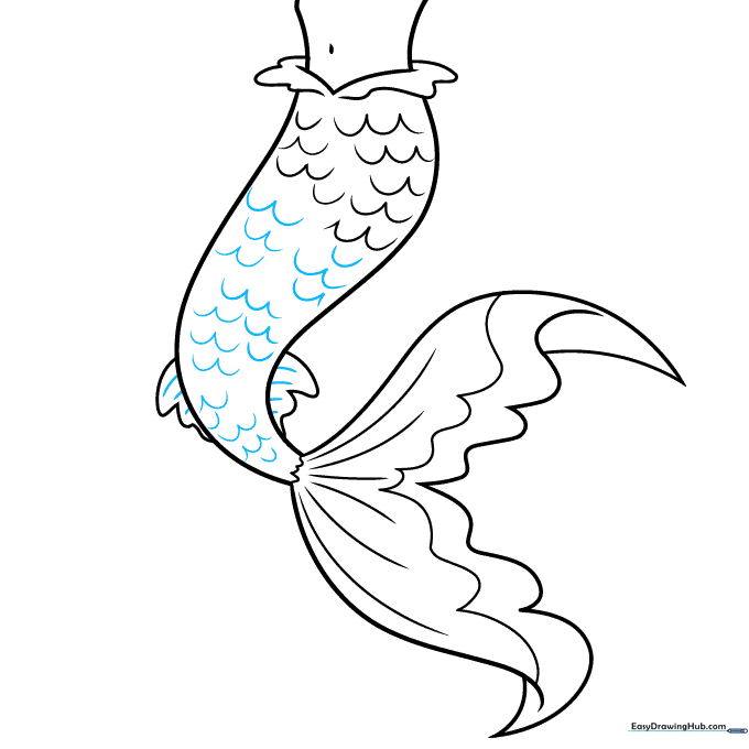 Completing the scale pattern and adding final details to the side fins.