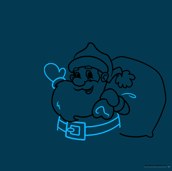 Santa's torso with a belt and a detailed square buckle.