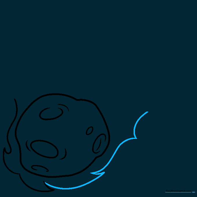 Layering additional jagged flame lines around the meteor core to increase the visual heat.