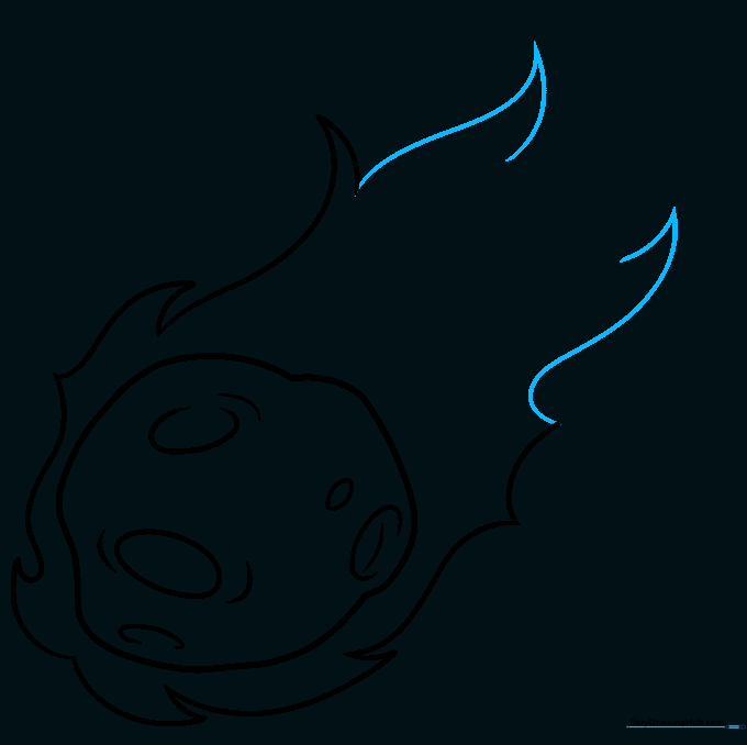 Long, sweeping lines forming the outer edge of the meteor's fiery tail.