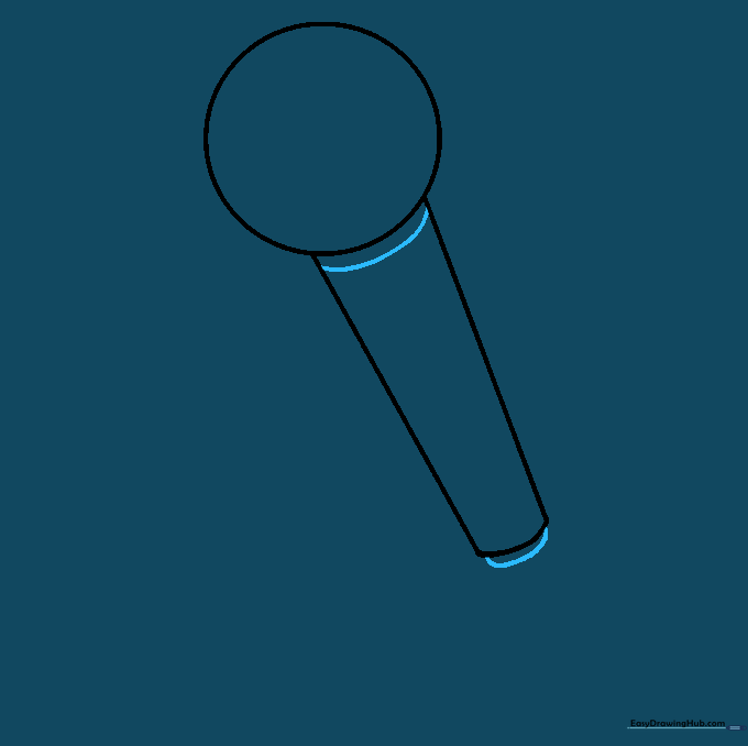 Adding horizontal curved lines to detail the microphone body and base.