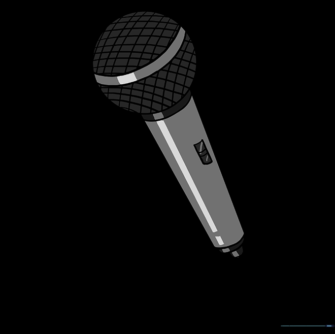 A fully colored, finished microphone drawing.
